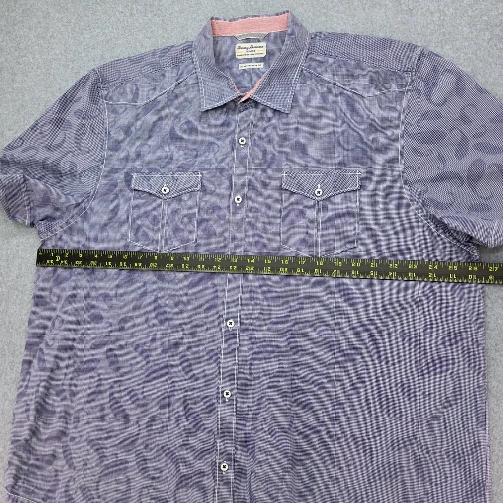 Tommy Bahama Island Modern 2XL Blue Paisley Short‎ Sleeve Button Up Men's Shirt